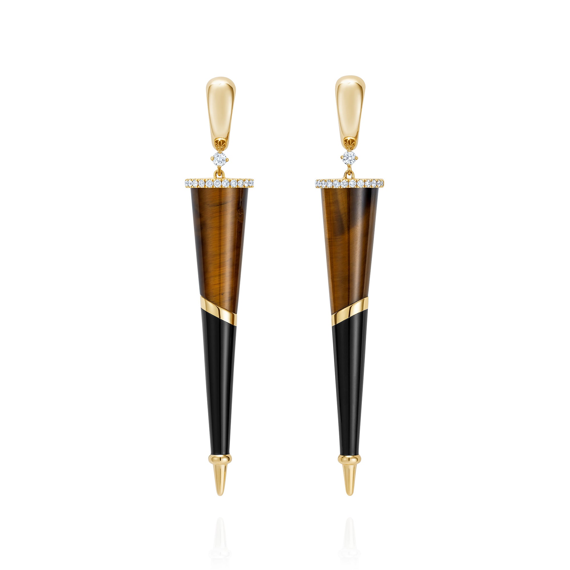 Spiky Drop Earrings Tigers Eye & Onyx