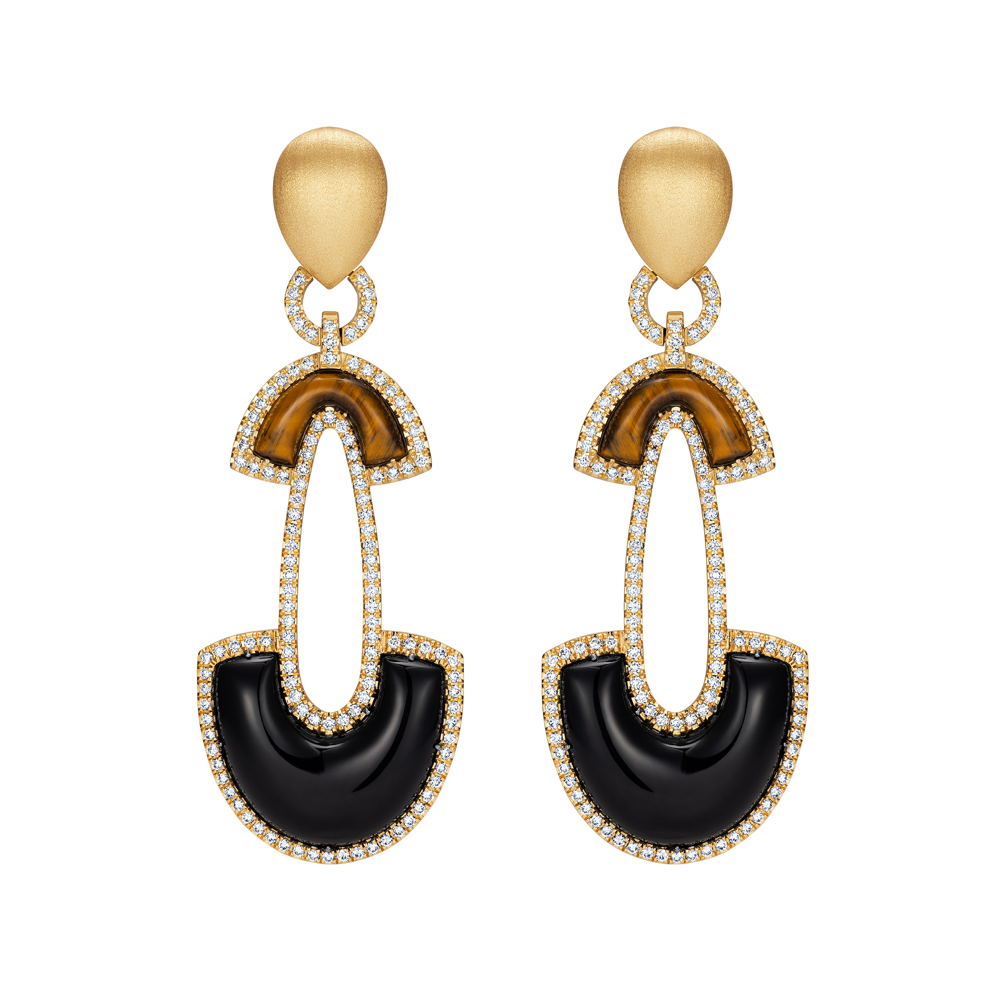 Kayima Earrings Onyx & Tigers Eye DELUXE