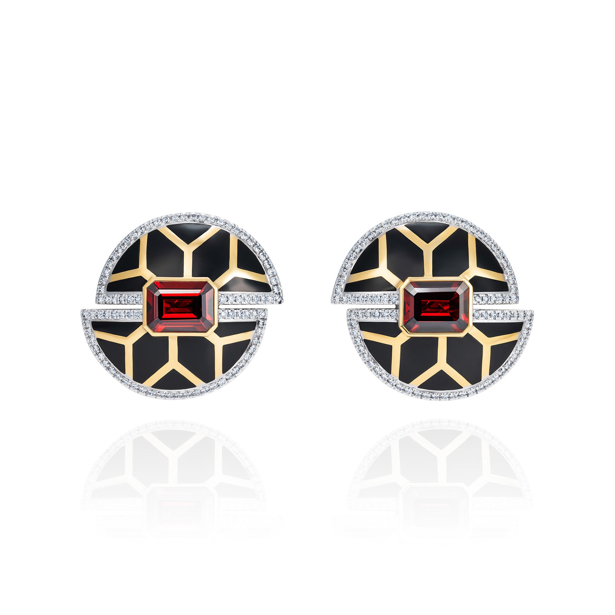 Nimi Deco Ear Studs - Garnet